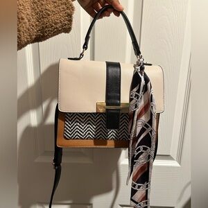 Aldo Black, Cream, and Brown Satchel